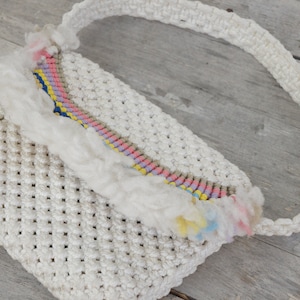 Vintage 70s Handmade Macrame Purse Handbag Boho Hippie Cottagecore Retro