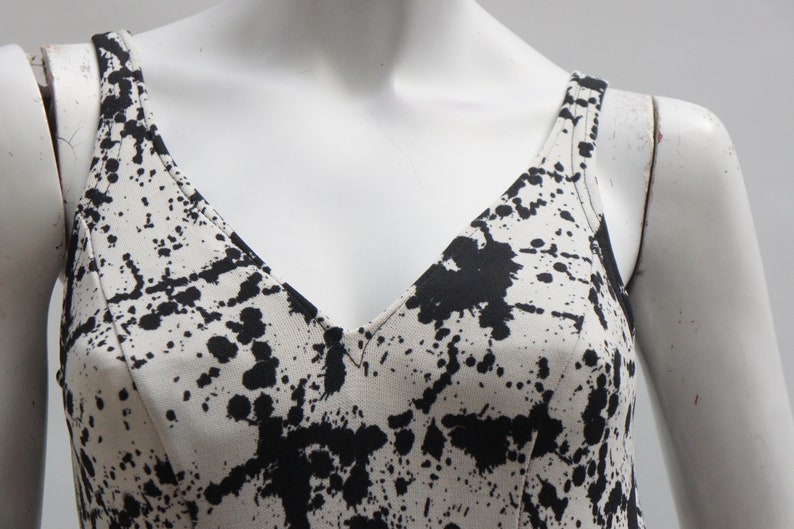 Vintage 60s Swedish Jersea of Sweden Black and White Abstract Print