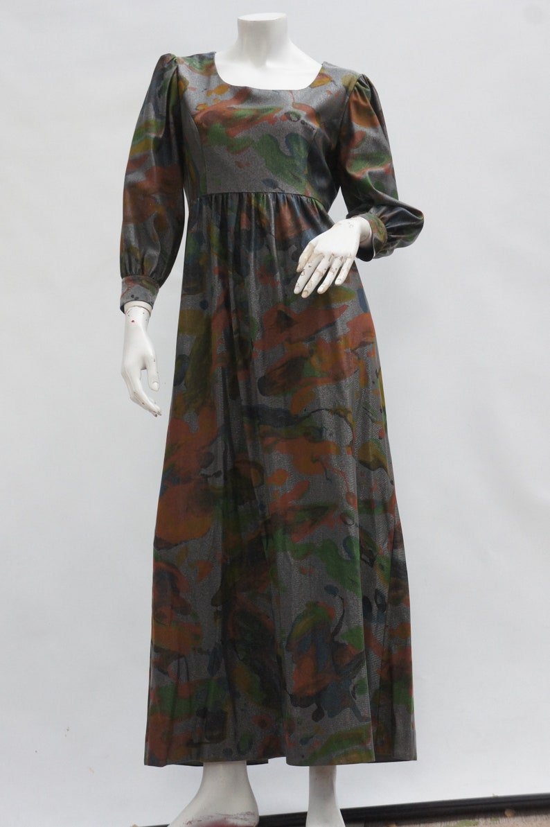 Vintage 60s-70s Empire Waist Maxi Dress Retro Boho/Hippie Gown Hostess Dress image 7