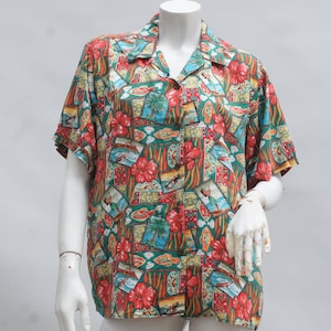 Vintage Reyn Spooner Hawaii Shirt Rayon Button Down Top Beach Surfer Retro