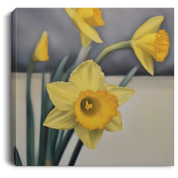 March Birth Flower Daffodil Wall Art Canvas Print Easter Birtday Gift Home Decor Cottagecore Farmhouse Decor