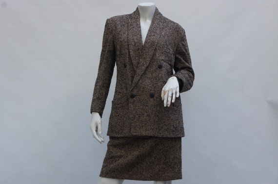 Vintage 80s women's Herringbone Tweed Suit/Skirt a
