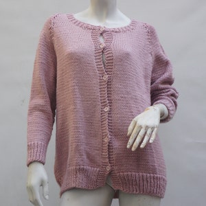 Vintage 70er Jahre Handarbeit Handstricken Altrosa Pullover Strickjacke Cottagecore Grannycore Grannycore Boho