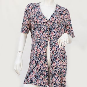 Vintage 90s Floral Print Duster Vest by More Jazz Cottagecore Boho Top Tunic