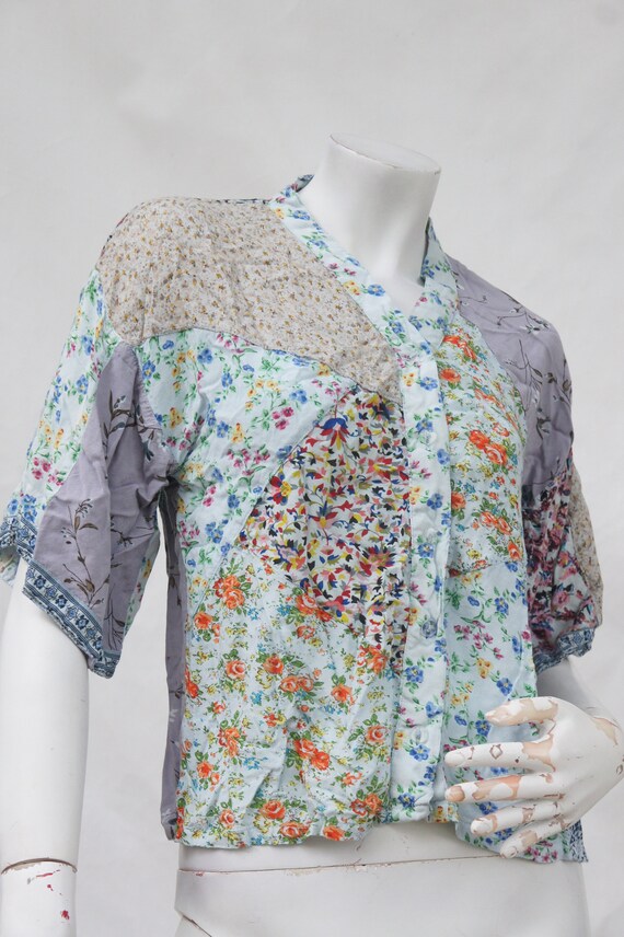 Vintage Cropped Patchwork Blouse Top Shabby Chic … - image 4