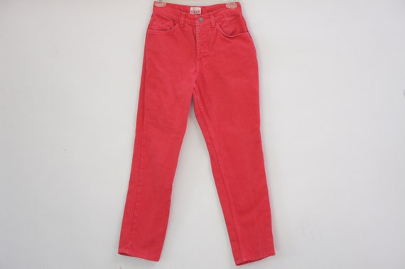 Vintage High Waist Tapered Red Denim Jeans High R… - image 1