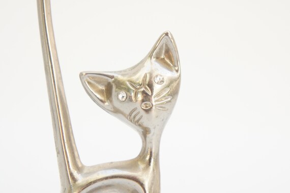 Vintage 70s Metal Cat Ring Holder Figurine Retro … - image 6