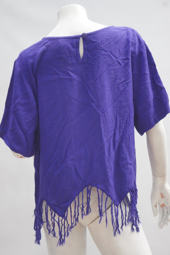 Vintage Y2k Cropped Purple Fringe Top Blouse Shir… - image 7