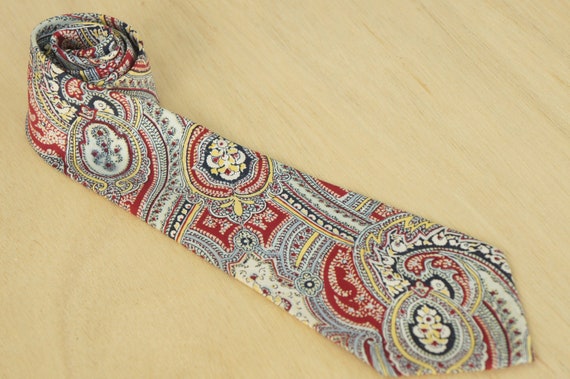 Vintage 40s Men's Paisley Print Silk Necktie Tie … - image 2