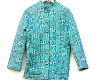 Vintage 60s-70s Quilted Jacket Cottagecore Hippie Boho Retro Asian
