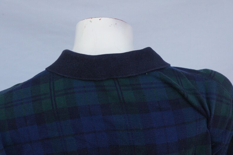 Vintage 90s Men's Large Lands End Plaid Collared Sweatshirt Pullover image 9