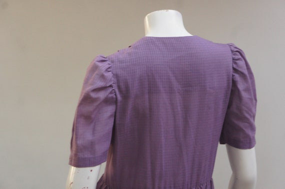 Vintage 70s-80s Sheer Purple Midi Dress with Puff… - image 9