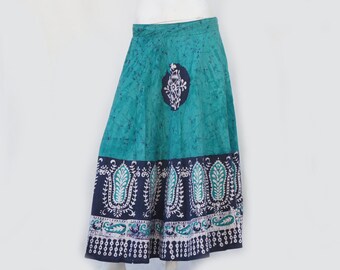 Vintage Indian Batik Print Skirt Boho Hippie Women's Fashion