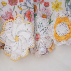 Handmade OOAK Up Cycled Lace Doily Trim Floral Slip Dress Bohemian Cottagecore Chic/Hippie/Cottagecore image 7