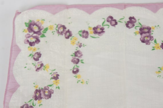 Vintage 40s-50s Floral Print Handkerchief Hankie … - image 5