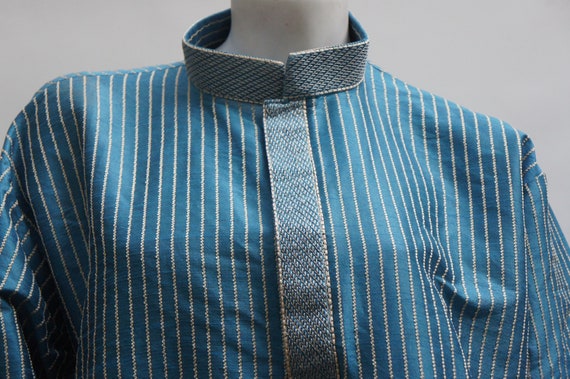 Vintage Craft India Teal Silk Kurta Shirt Dress L… - image 7