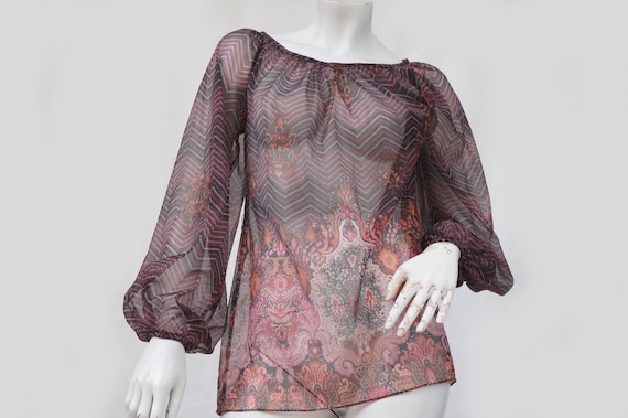chiffon peasant top