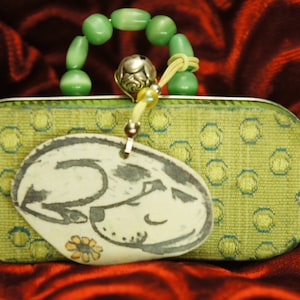 Handmade OOAK Repurposed Recycled  Tin Box Miniature Suitcase With Dog Charm Dogs Guardian Angel Pendant Gift