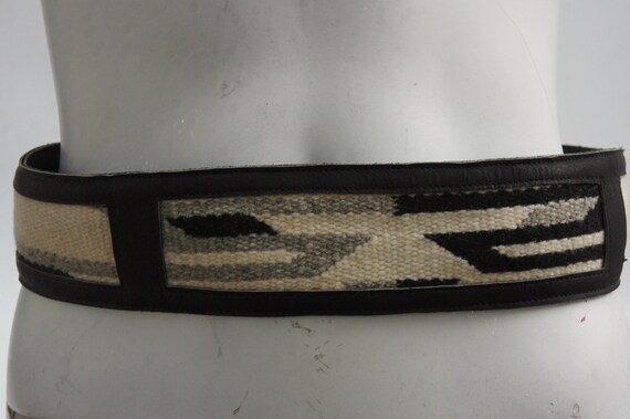 Vintage Woven and Leather Tribal Southwestern Navajo Belt  display picture 1
