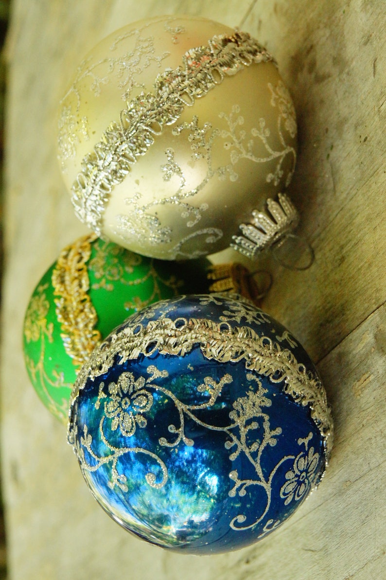 Vintage Mercury Glass Ball Christmas Ornaments/shabby Etsy