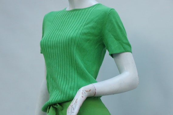 Vintage 70s Kelly Green Sweater Top Linea By Lois… - image 7