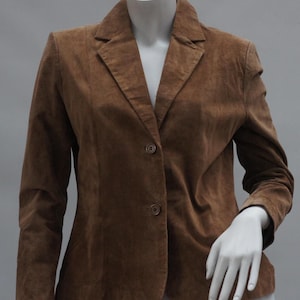 Women&#39;s Brown Suede Leather Blazer Jacket Boho