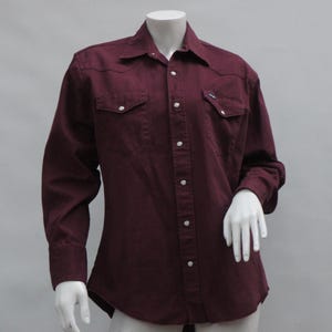 Vintage Men&#39;s Wrangler Western Shirt Heavy Cotton Pearl Snap Ranchwear Brushpopper