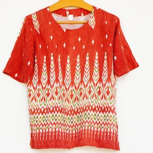Vintage 90s Tribal Tie Dye Blouse Top Bohemian Chic Hippie Boho Ethnic