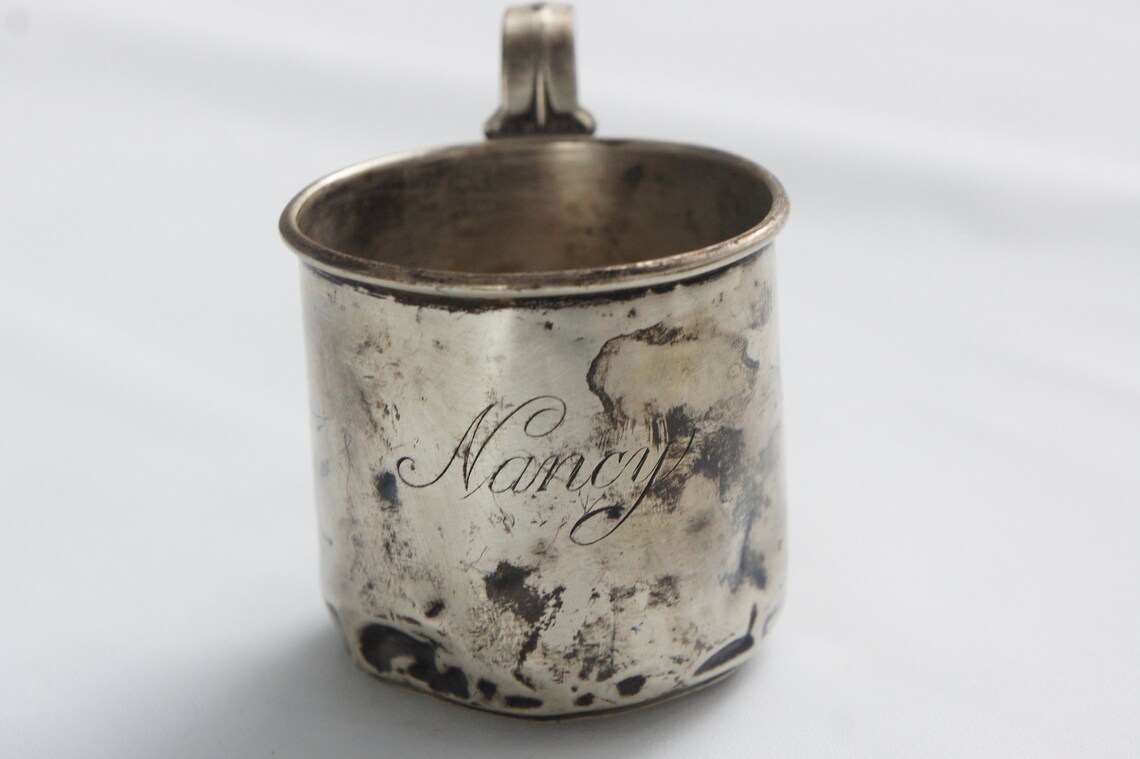 Vintage Antique Sterling Silver Baby Cup Engraved Etsy