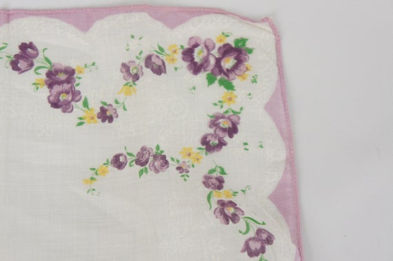 Vintage 40s-50s Floral Print Handkerchief Hankie … - image 4