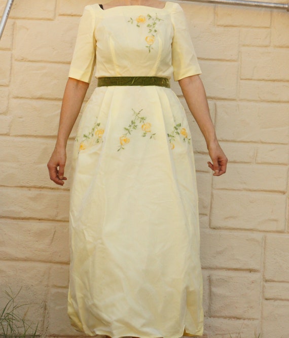 vintage yellow prom dress