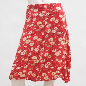 Vintage 90s Floral Print Button Down Front Midi Skirt Cottagecore Boho Retro