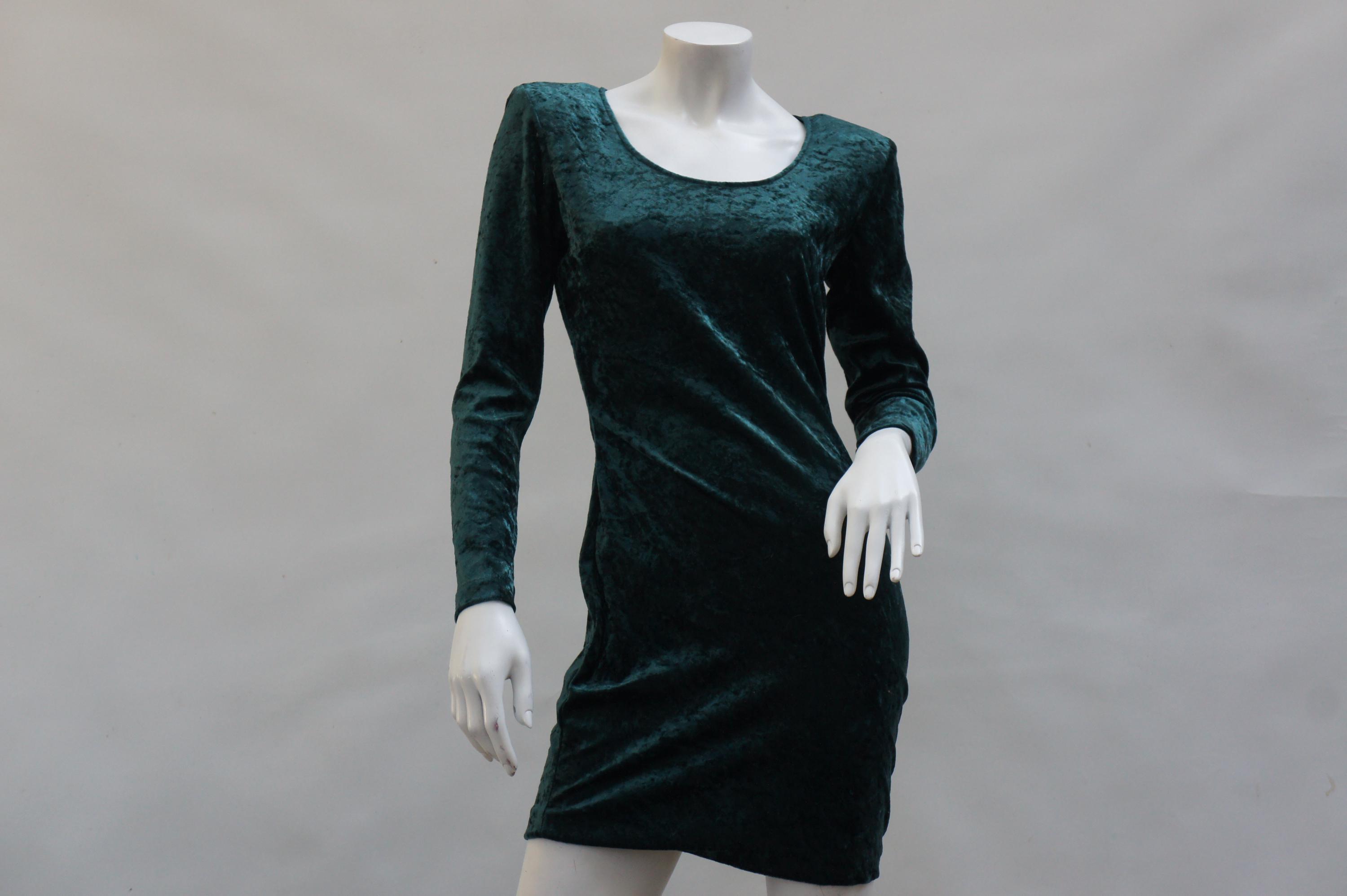 Vintage 80s-90s Emerald Green Crushed Velvet Mini Dress Goth Boho Vintage 80s-90s Emerald Green Crushed Velvet Mini Dress Goth Boho