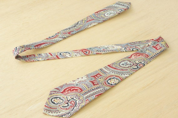 Vintage 40s Men's Paisley Print Silk Necktie Tie … - image 9