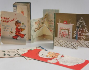 Vintage 50s Christmas Card And Recipe Card Lot Retro Holiday Mid Century Scraps Ephemera