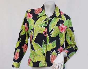 Vintage Y2k cropped jasje met kralen en tropische print blazer boho hippie