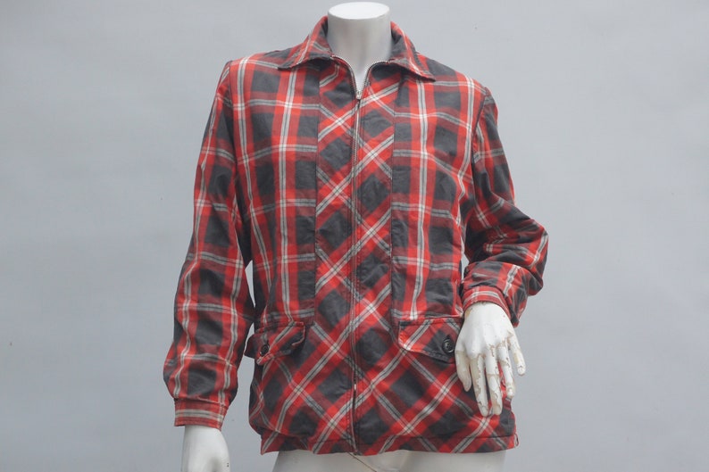 Vintage 50s-60s Plaid Jacket Coat Mid Century image 1