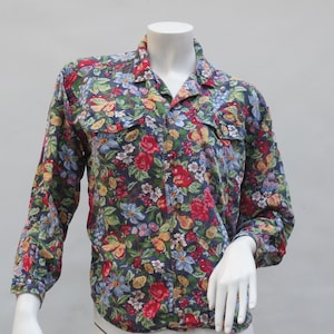 Vintage 90s Floral Print Lizwear Petite Blouse Shirt Top Boho Cottagecore Retro