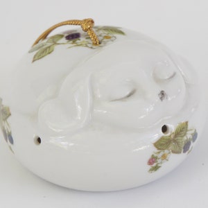 Vintage Porcelain Dog Potpourri Pomander Container Ornament Cottagecore Shabby Chic Gift Home Decor