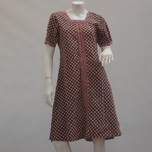 Vintage 70s-80s Indian Block Print Dress Boho Hippie Ethnic Cottagecore