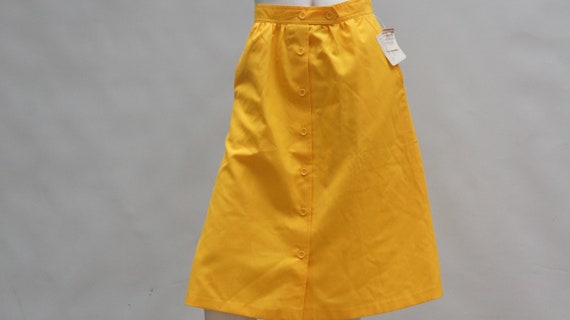 Vintage 70s Dead Stock Yellow A-Line Skirt With T… - image 1