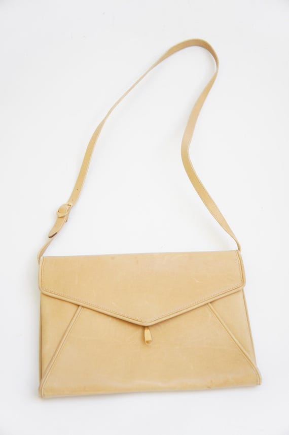 Vintage Salvatore Ferragamo Beige Leather Purse Shoulder Bag