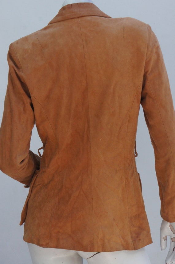 Vintage 40s-50s Tan Suede Jacket Size Small Leath… - image 4