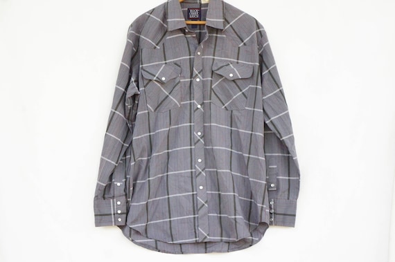 Vintage 90s Men's Plaid Western Shirt Button Down… - image 1