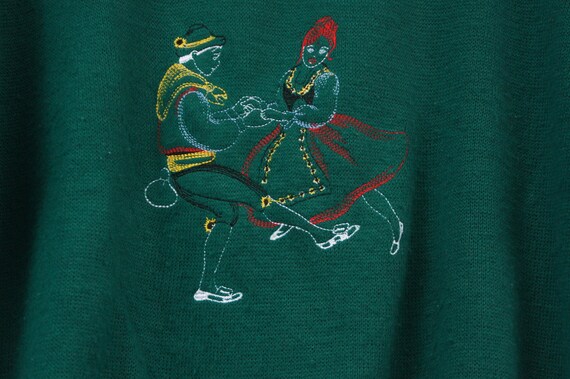 Vintage 80s Women's Embroidered Dancing Couple Kn… - image 7