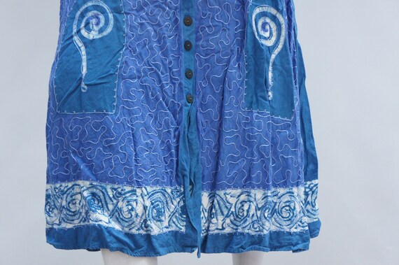 Vintage 90s Embroidered Batik Print Maxi Dress Bo… - image 7