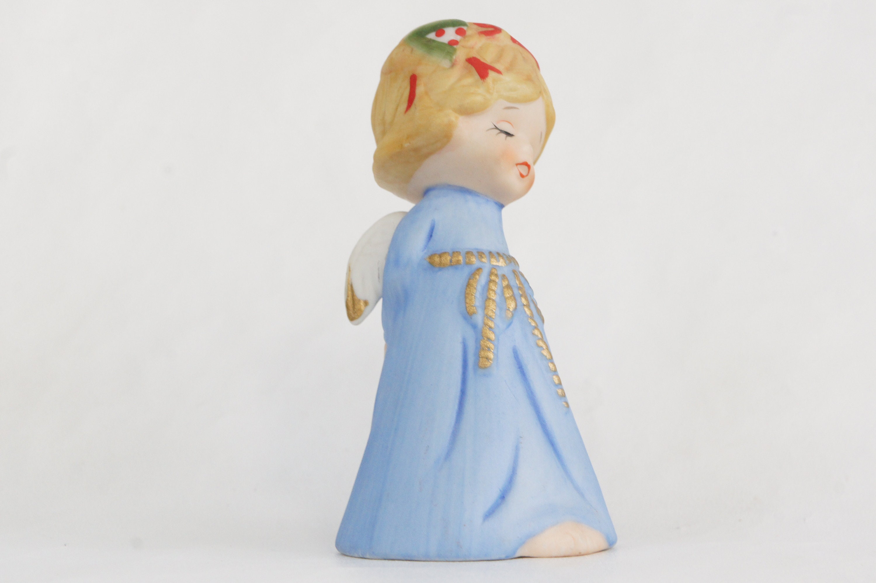 Vintage Bisque Porcelain Angel Bell Figurine Christmas Decor Etsy