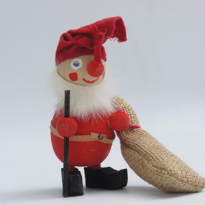 Vintage Swedish Handmade Wooden Santa Peg Doll Gnome Tomte Figurine Scandinavian Folk Art Home Decor Gift Cottagecore Farmhouse Decor