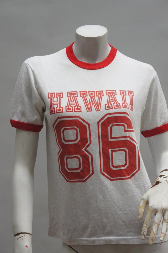 Vintage 70s-80s Hawaii 86 Ringer T-shirt Retro Gr… - image 9