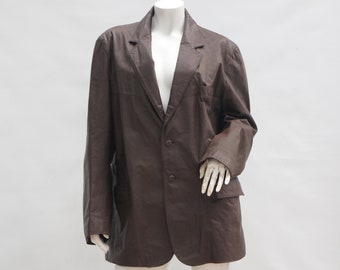 Vintage leren blazer/sportjas voor heren uit de jaren 70 van Clipper Mist, retro mid-century stijl.